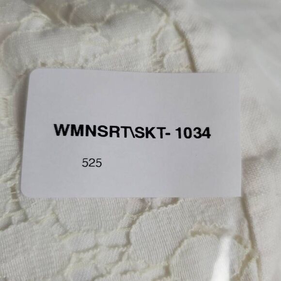 Maurices White Linen Blend Skirt Size 13/14 Lace Trim A-Line Lined Romantic Boho - Picture 7 of 7